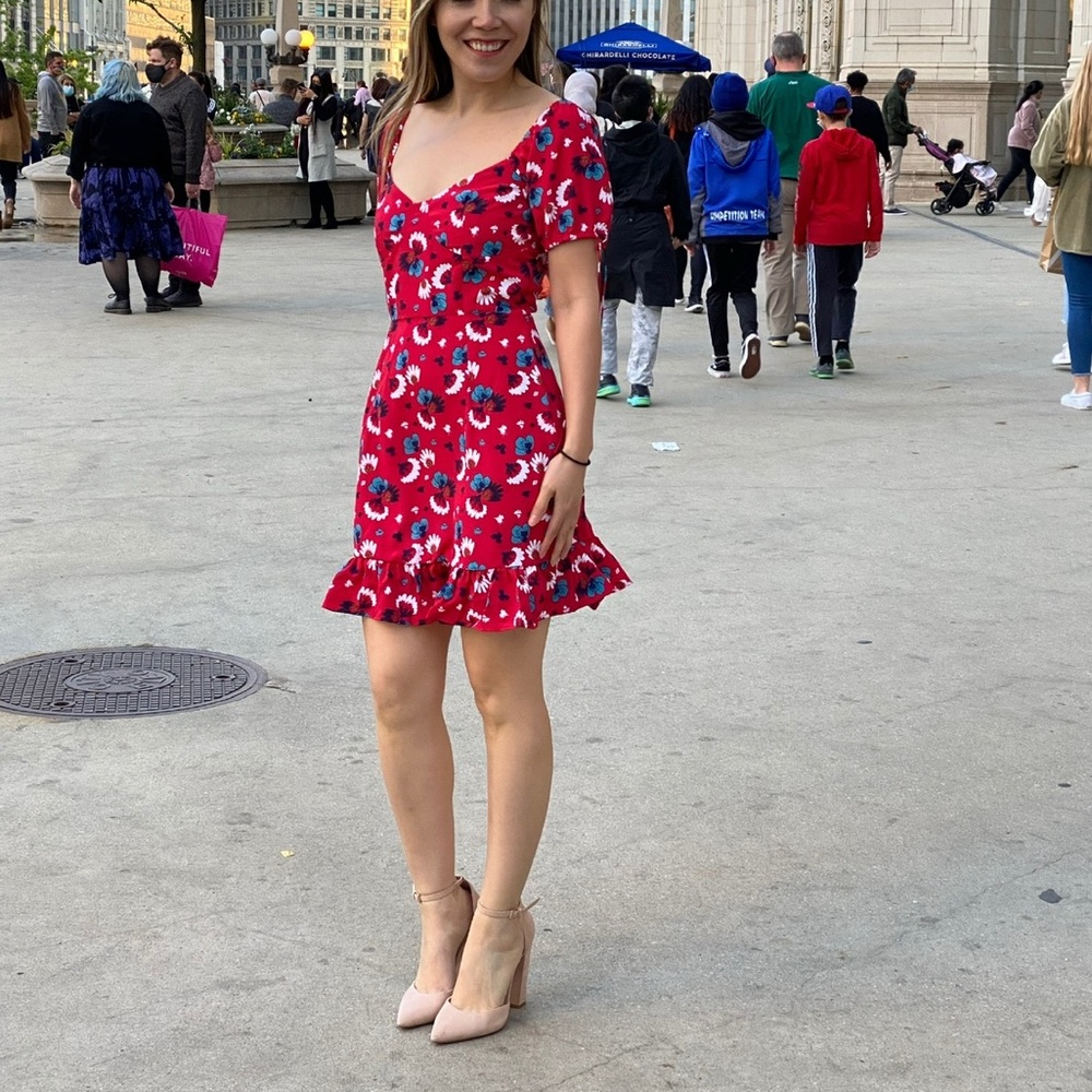 Brave Soul Red Floral Mini Dress